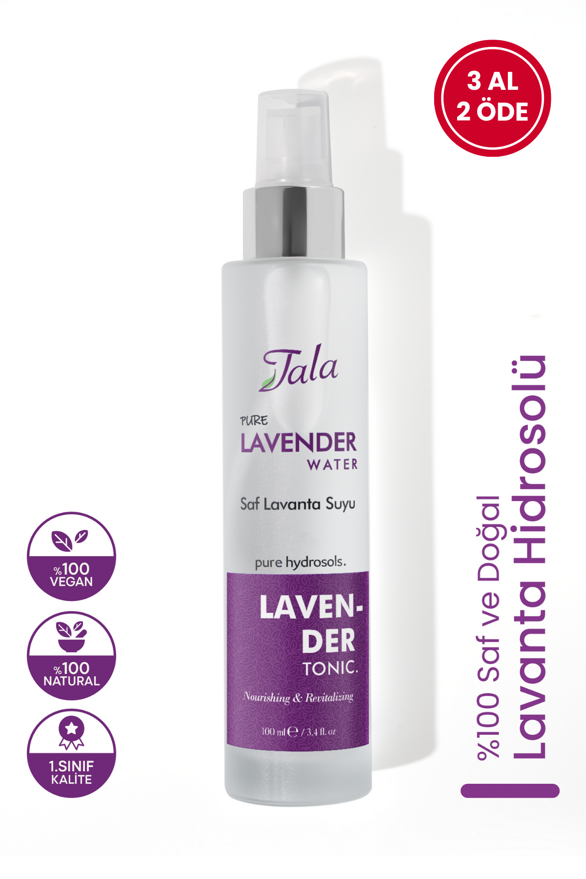 Tala Lavanta Suyu %100 Saf ve Doğal Canlandırıcı Ve Besleyici Etkili Tonik Lavanta Hidrosolü 100 Ml