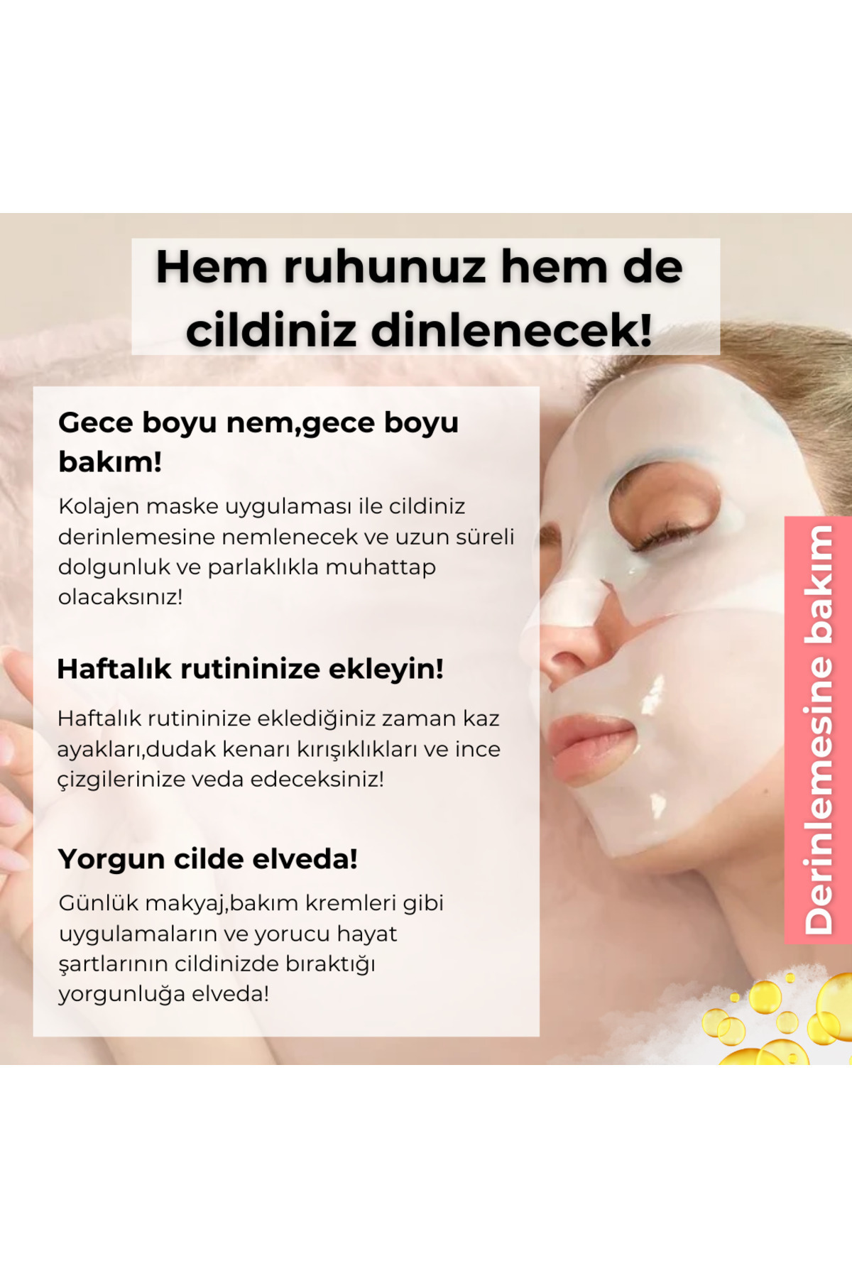Peluş Dünyam Şeffaflaşan Kore Yüz Maske Yaşlanma Karşıtı Parlaklık Nemlendirme Gözenek Sıkılaştırıcı - Görsel 3
