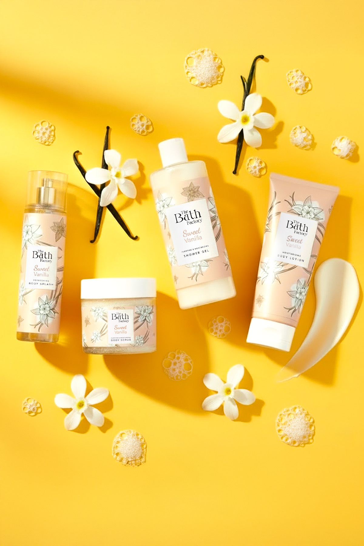 THE BATH FACTORY Vanilyalı Duş Jeli + Vanilyalı Vücut Peelingi + Vanilyalı Vücut Spreyi + Vanilyalı Vücut Losyonu - Görsel 2