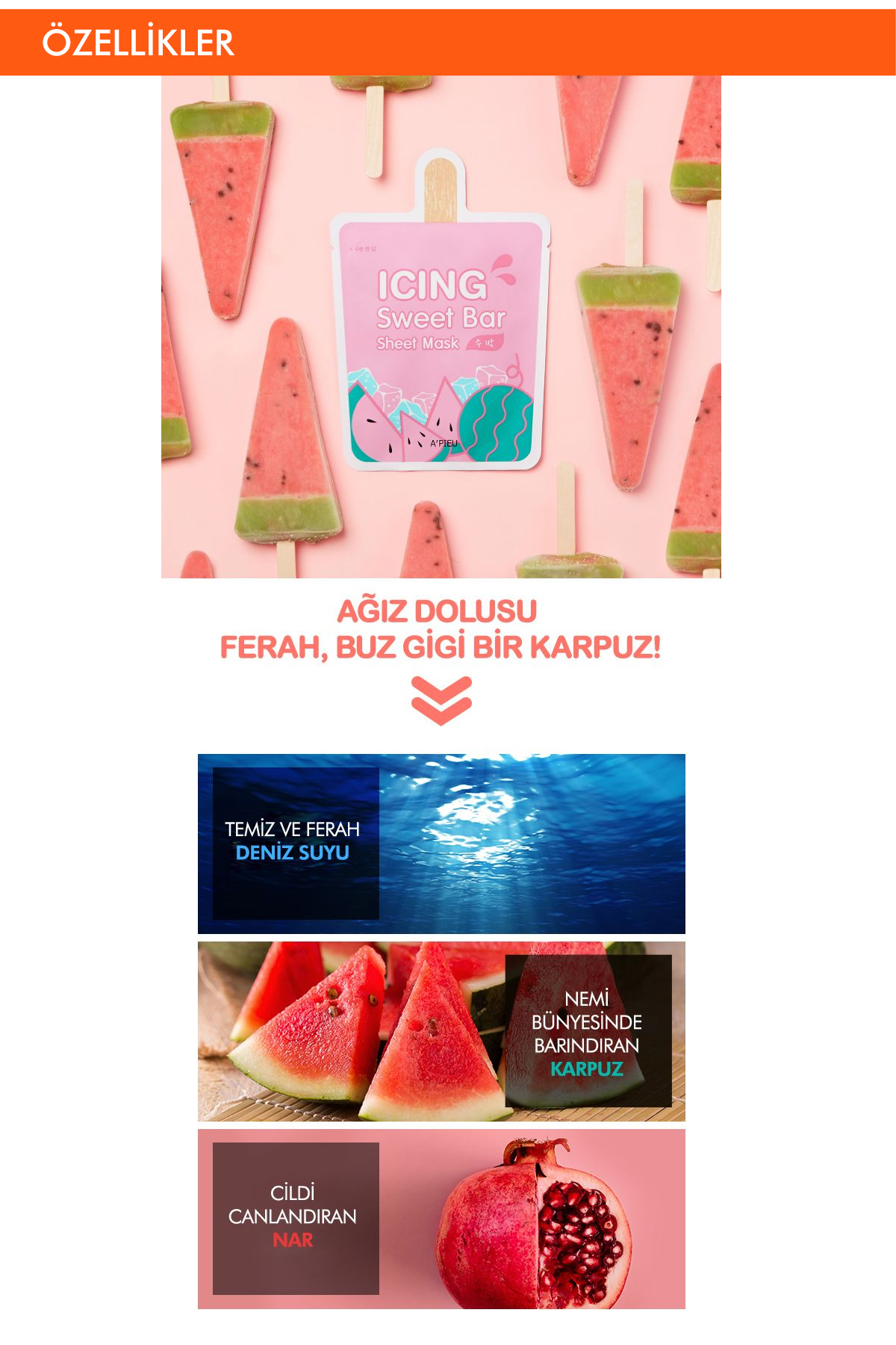 Missha Karpuzlu Ferahlatıcı Maske APIEU Icing Sweet Bar Sheet Mask (Watermelon) - Görsel 2