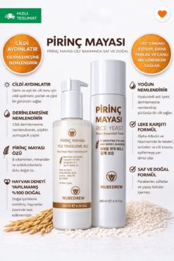 NUBEDREW Pirinç Mayası Tonik + Yüz Temizleme Jeli 2’li Set 200 ml Leke Karşıtı Cilt Aydınlatıcı Nemlendirici