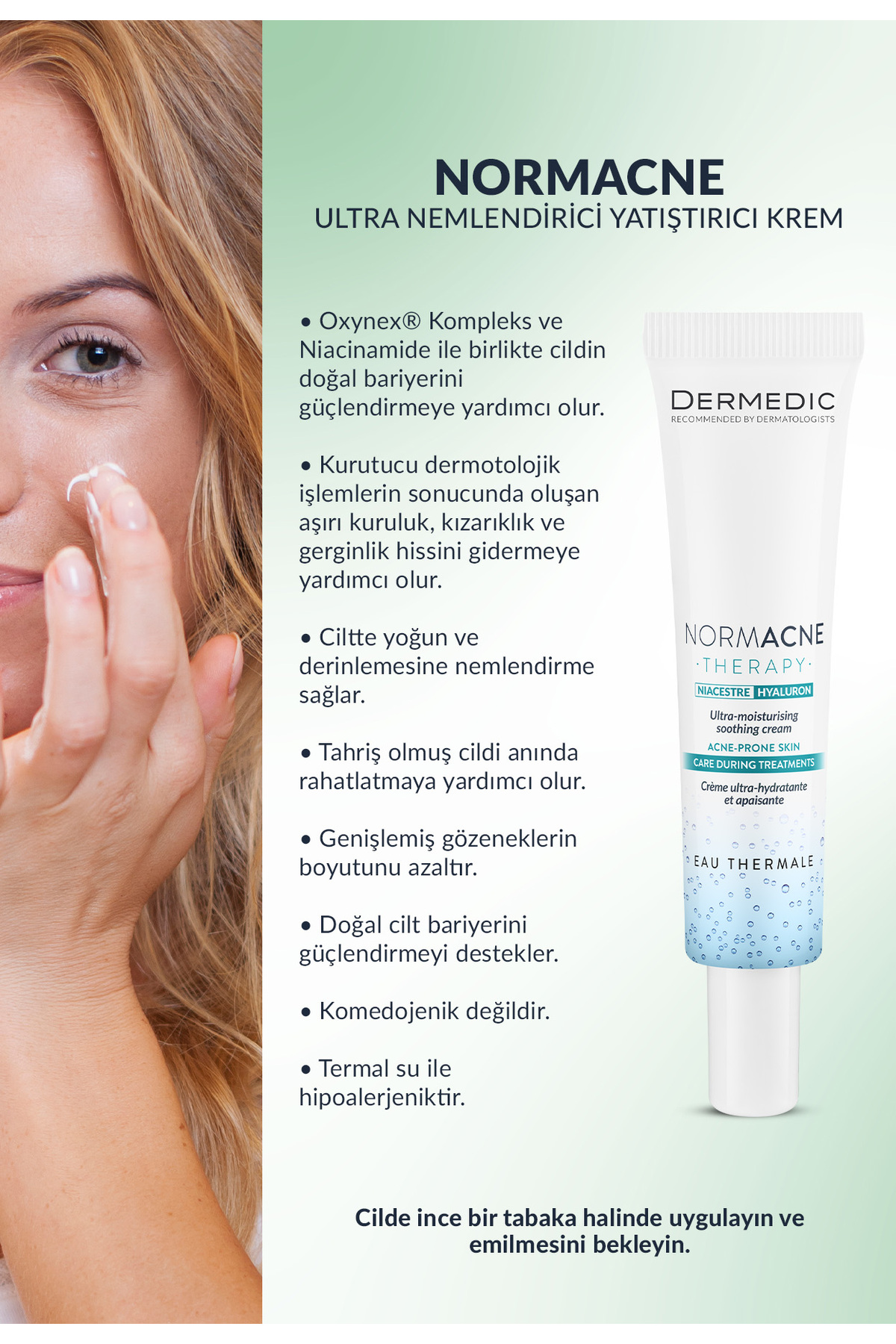 DERMEDIC NORMACNE ULTRA NEMLENDİRİCİ YATIŞTIRICI KREM 40ML - Görsel 2
