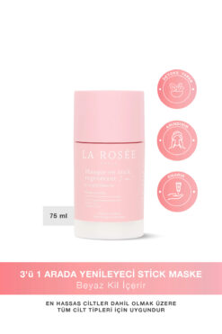 La Rosee Paris 3'ü 1 ARADA YENİLEYECİ STİCK MASKE Beyaz Kil İçeren - 75 mL
