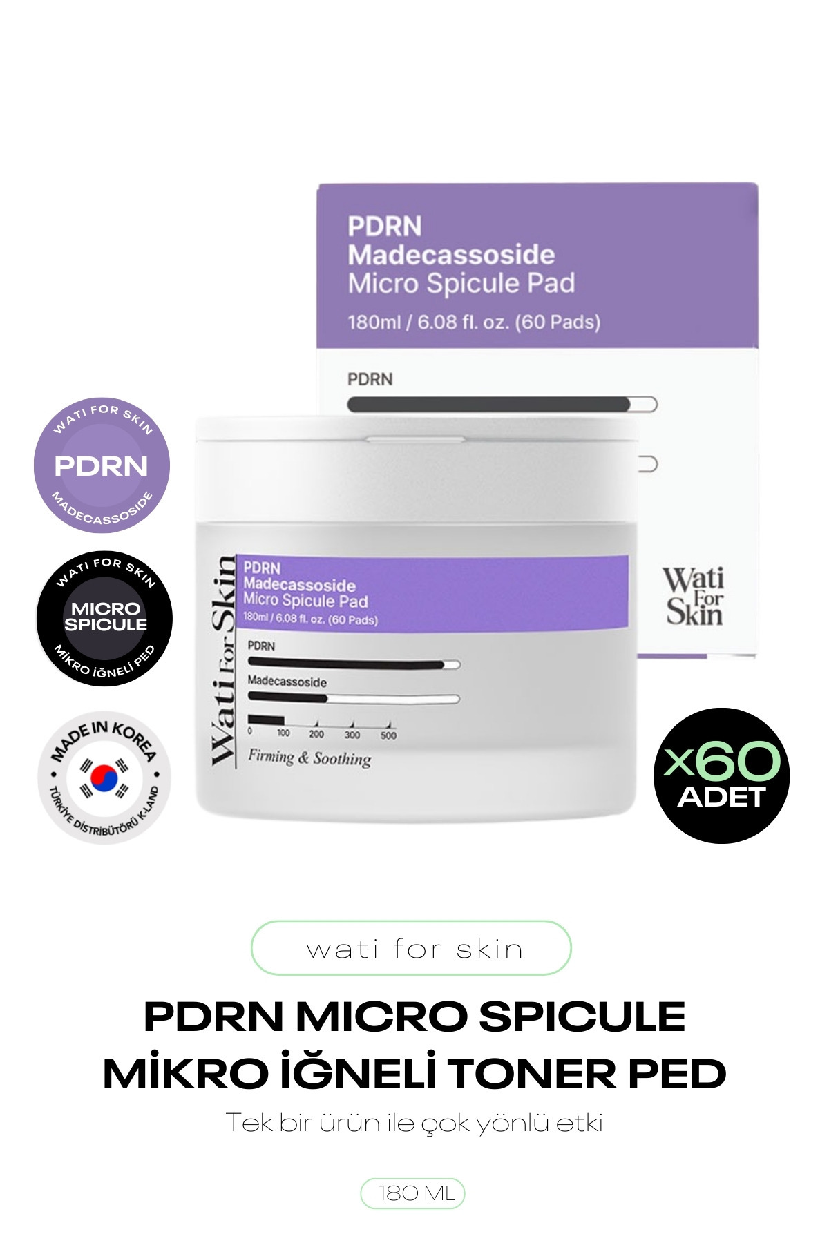 wati for skin PDRN İçeren Spikül İğneli Yenileyici Tonik Ped PDRN Micro Spicule Pad