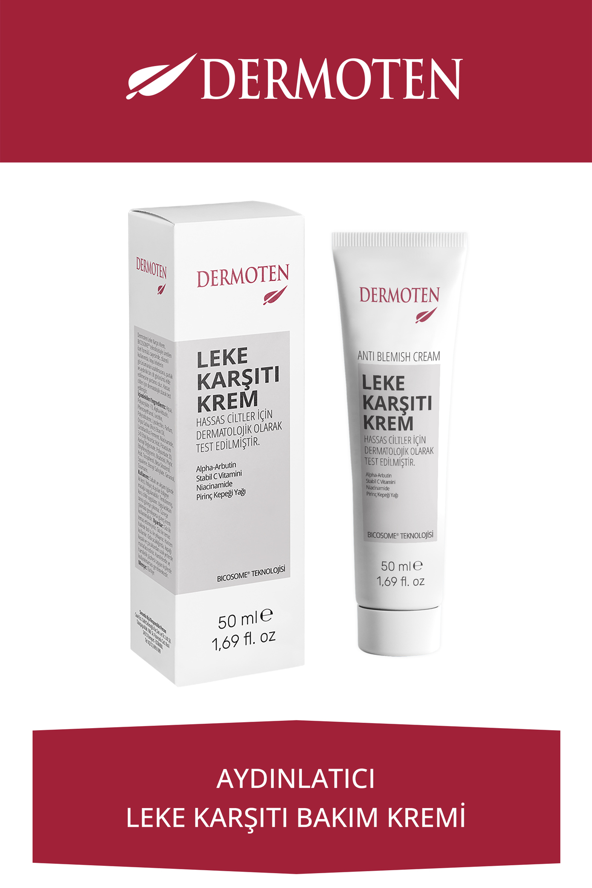 Dermoten Cilt Beyazlatıcı, Aydınlatıcı Leke Karşıtı Bakım Kremi - bicosome