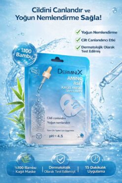 Derminix Amino Asit Kağıt Maske 25g - 1 Adet – Nemlendirici ve Cilt Yenileyici Bakım