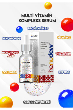 Henudew Vitamin Kompleks Serum, Aydınlatıcı Vitamin C, Vitamin K2, Hyaluronik Asit, Collagen