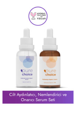 Pure Choice Cilt Aydınlatıcı, Nemlendirici ve Onarıcı Bakım Seti ( C Vitamini Serum + HA Serum 2'li Set)