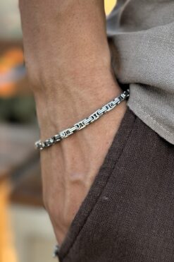 HERİF Aksesuar Erkek Kral (Byzantine) Zincir 22cm (18+4) Ayarlanabilir Çelik Bileklik