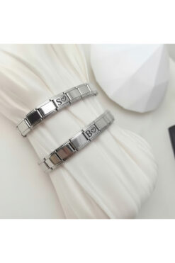 Satürn Silver Kuyumculuk Çelik Baş Harf Yazılı Charm Bileklik Çift Bilekliği Sevgili Bilekliği 2 Adet