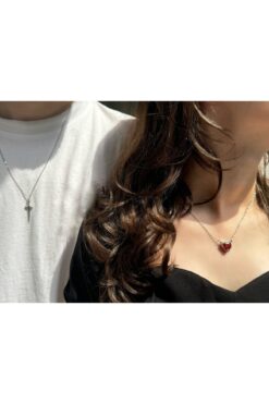 Harlofia Jewelry Çelik Zincirli Kalp Kılıç Çift Kolyesi