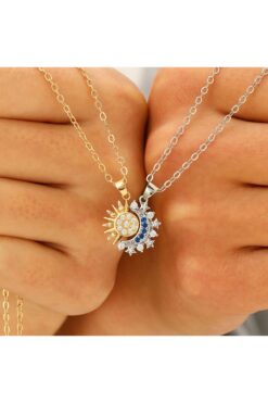 bs bellss accessory Stainless Steel Çelik Ay Güneş İkiz Kolye