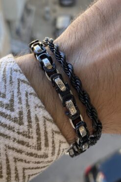 TOMKORS Erkek çelik bileklik 2 li set özel lüks zincir renk atmaz kararmaz solmaz