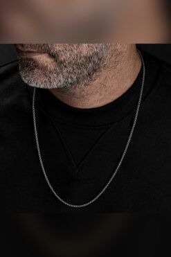 The Collection Kararmaz Ince Örme Model Çelik Ince Erkek Kolye Zincir