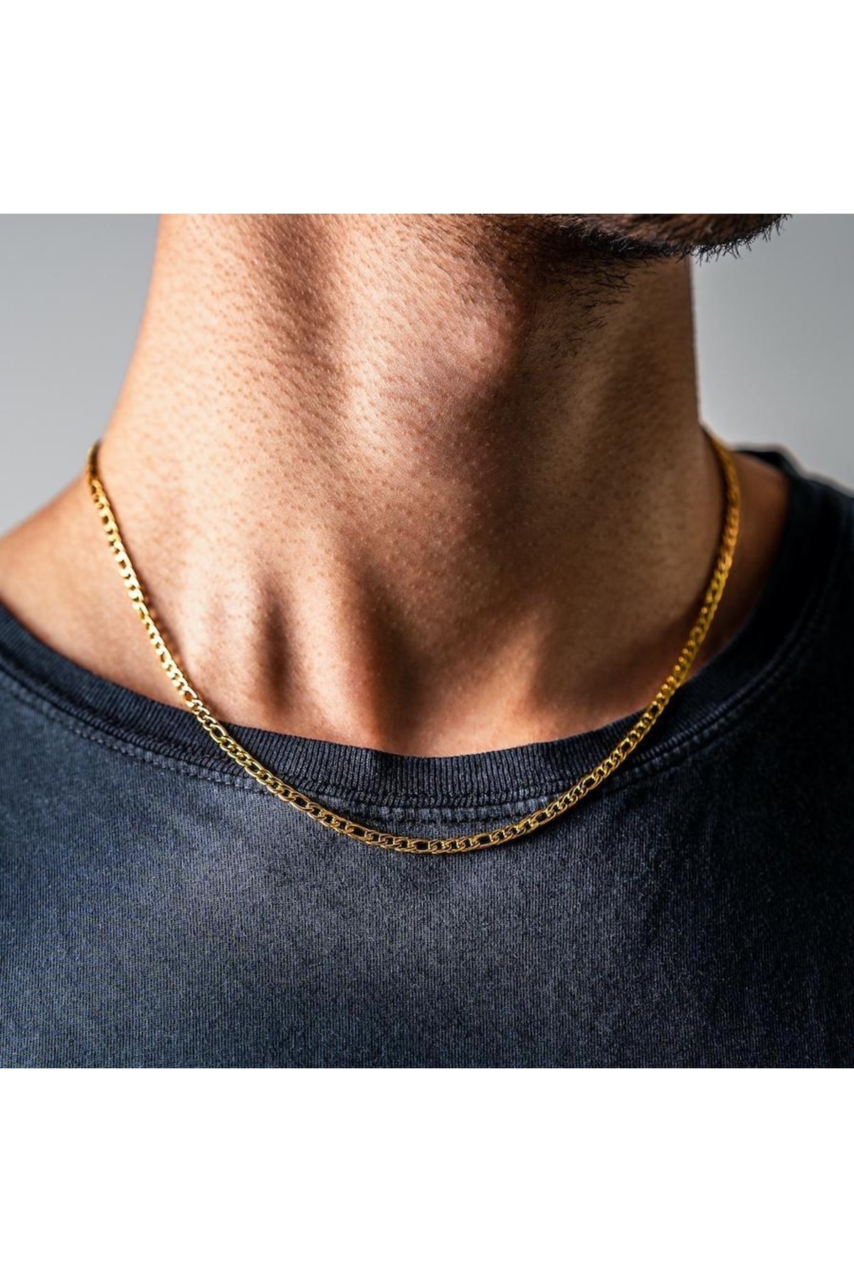 THE Steel 3mm 50cm Figaro Erkek Çelik Kolye Zincir
