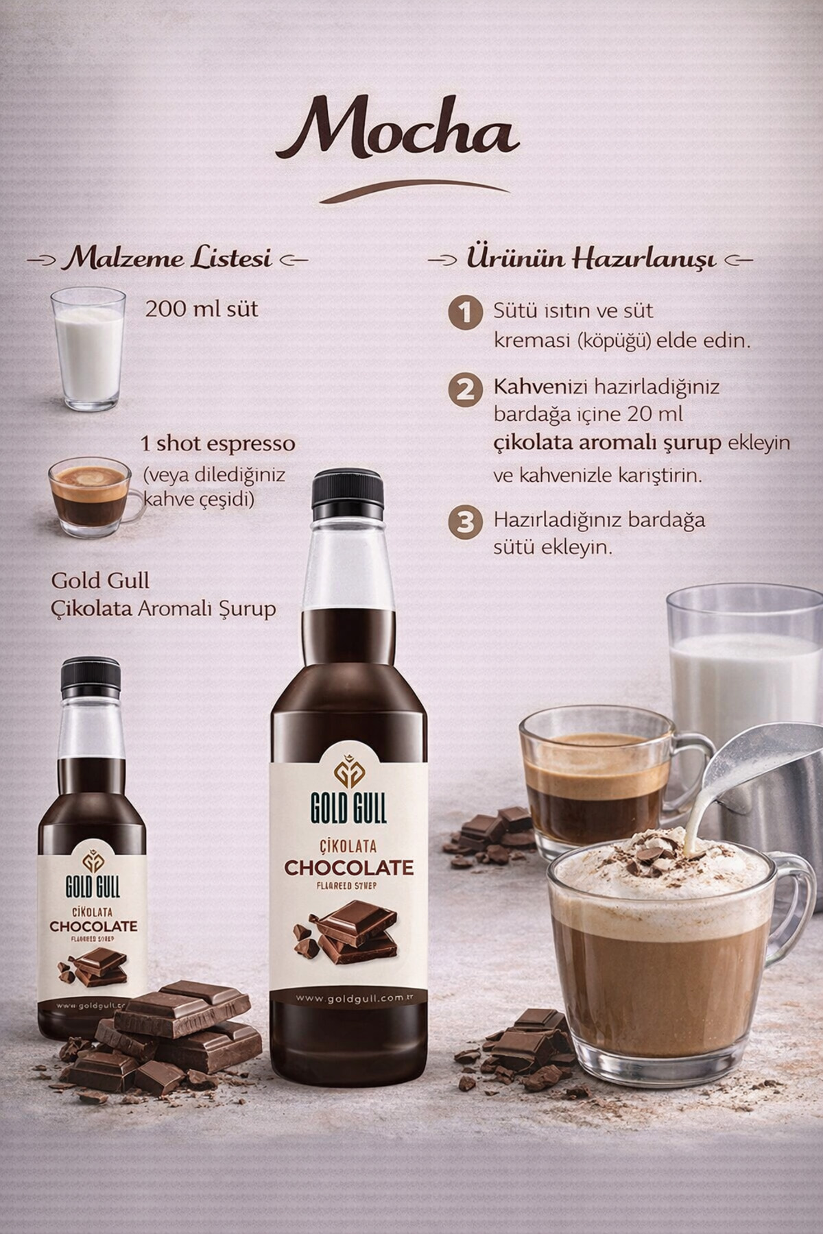 gold gull Çikolata Aromalı Kahve & Meyve Şurubu 300 ml. - Görsel 2