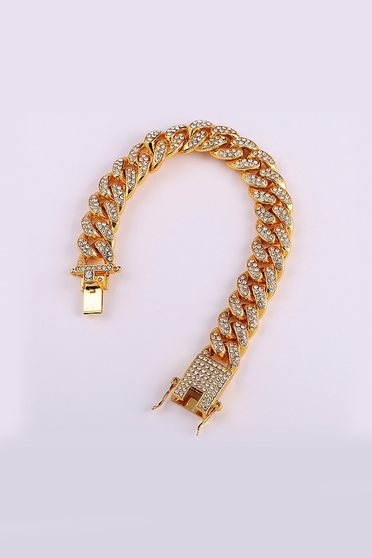 Chavin 12 mm. 20 cm. Kalın Gold Aloy Taşlı Erkek Bileklik ed93sr - Görsel 2