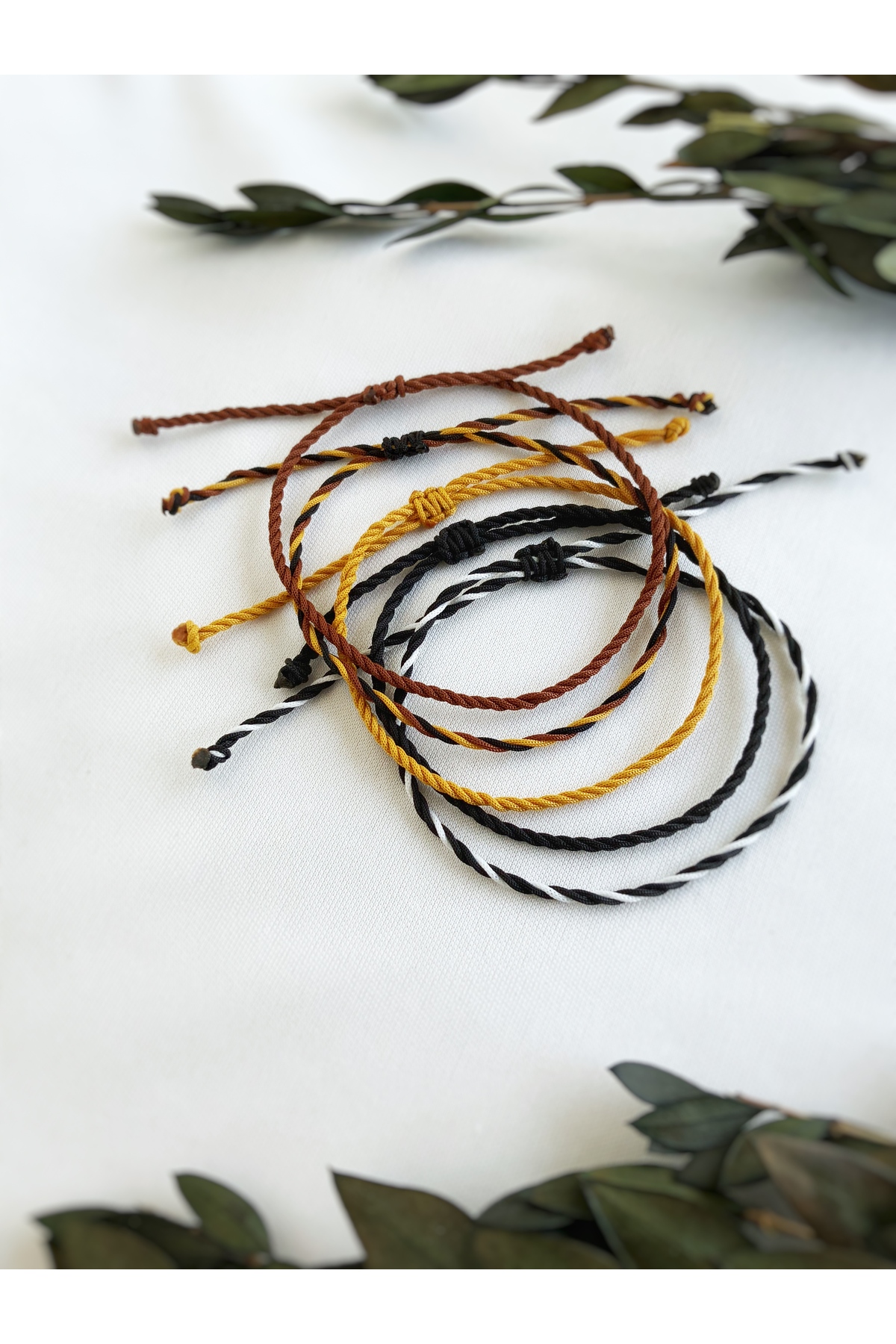 Atölye Merdiven 10lu Unisex Makrome Ayarlı Kombin İp Bileklik Seti Hediyelik Arkadaş Çift Bilekliği - Görsel 2