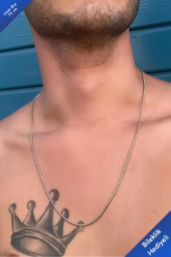 The Collection Unisex Ince Uzun Italyan Yılan Model Gümüş Kolye Çelik Zincir 70 cm