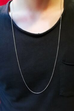 The Collection Unisex Gümüş Ince Yılan Model Uzun Zincir Kolye 75 Cm