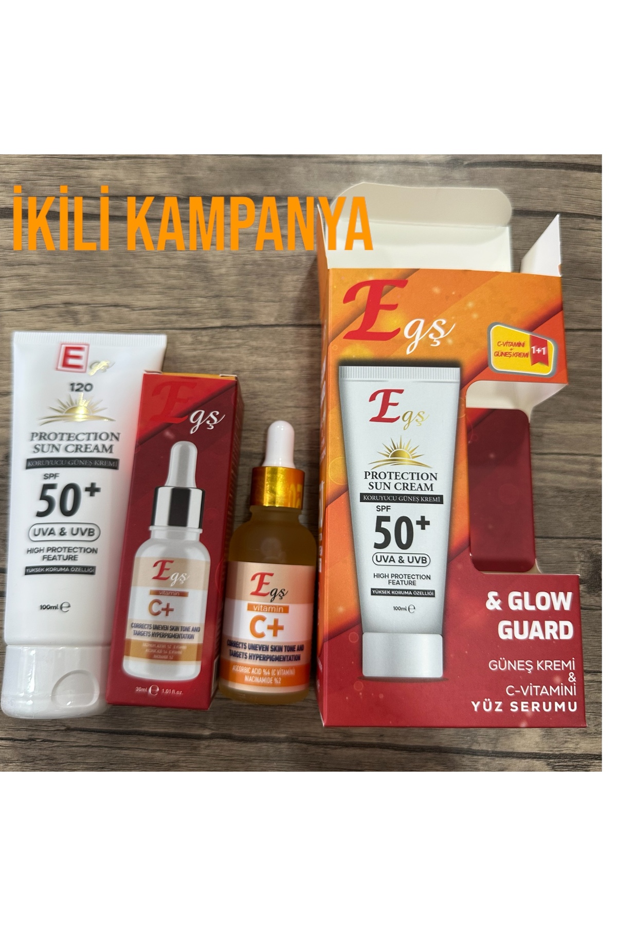 Egş DERMA delete Egş GÜNEŞ KREMİ + C VİTAMİNLİ SERUM %4 HEDİYE - Görsel 2