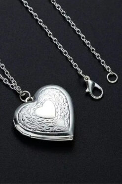 İYİ MODA Kalp Desenli Açılabilir Kapaklı Resimlikli Kolye Fotoğraf Koyulan Kalp Çelik Kolye Çift Kolyesi