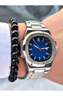 Tisaati Özel Tasarım Eşref Tek Saat Modeli Metal Kordon Takvimli Erkek Kol Saati-Bileklik Hediyeli