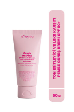 s'hevec Ton Eşitleyici, Leke Karşıtı ve Aydınlatıcı Pembe Vegan Güneş Kremi SPF50+ 50 ml Crush On Pink
