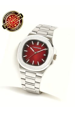 arpat time saat aksesuar PREMIUM, ÇELİK KASA KIRMIZI-SİYAH KADRAN TAKVİMLİ ERKEK SAATİ
