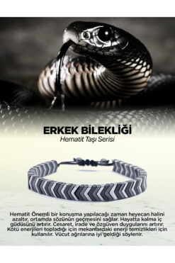 OSMANLI DEĞERLİ TAŞ Hematit Doğal Taş Erkek Bilekliği Model 1
