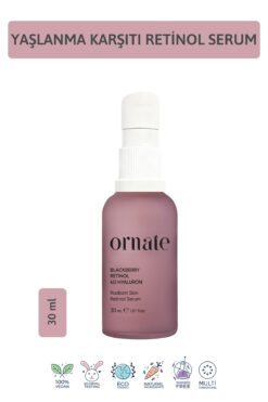 ORNATE Kırışıklık ve Yaşlılık Karşıtı, Aydınlatıcı %2 Hyaluronik Asit Etkili %0.5 Retinol Cilt Serumu