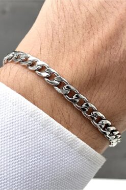 Takı Dükkanı Gurmet Paslanmaz Çelik Erkek Bileklik Kalın Zincir 6 mm H081B
