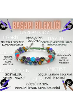 YILDIZ DOĞAL TAŞ Sertifikalı Doğal Taş Başarı Bilekliği 6mm Çift Sıra Ayarlanabilir Ölçü