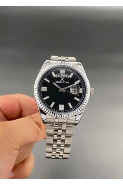 Daniel Klein Erkek Kol Saati Çelik kordon 3 ATM Su Geçirmez Siyah Gümüş Renk