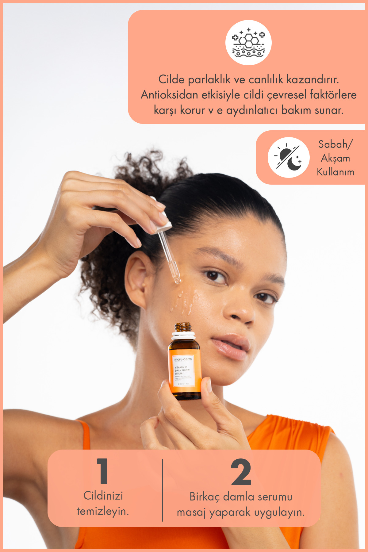 Maru.Derm Maruderm C Vitamini ve Peptid Aydınlatıcı Cilt Bakım Serumu 30 ml - Görsel 3