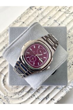 Mazzy Eşref Tek Model İçi Bordo Patek Çelik Kol Saati