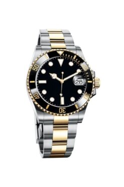 İSTLİV Erkek Gümüş- Gold Renk Siyah Kadran Rolex Modeli Çelik Kasa Kol Saati