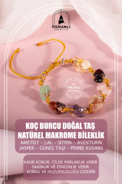 OSMANLI DOĞAL TAŞ Koç Burcu Doğal Taş Natürel Makrome Bileklik