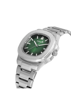 Polo Air Çift Klips Takvimli Kare Kasa Erkek Kol Saati Gümüş Yeşil Renk PL-0960E4x