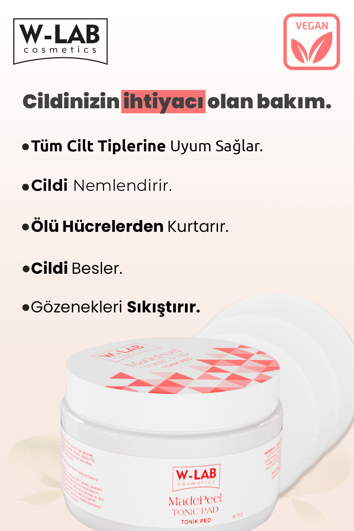 W-Lab Kozmetik Madepeel Tonic Ped 40 Adet - Görsel 2