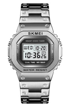 Skmei 1456 Retro Tarz Gümüş Renk Dijital Erkek Kol Saati