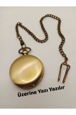 Brality Lüks Köstekli Saat ( DÜZ Model Üzerine Yazı Yazılır) Eskitme Bakır Renk ( 36 Cm Zincirli) tt0053