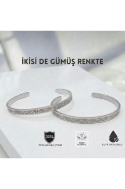 Miyoste 2'li Gümüş Renk Ayetel Kürsi Bileklik