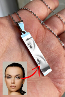 Takı Dükkanı Kişiye Özel Göz Resim Baskılı Paslanmaz Çelik Kolye Eşe Sevgiliye Hediye eck43g