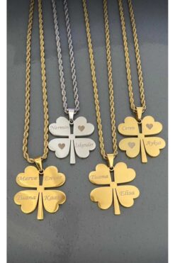 AG ACCESSORİES ALTIN KAPLAMA İSİMLİ BURGU ZİNCİRLİ ÇELİK YONCA KOLYE (60 CM)