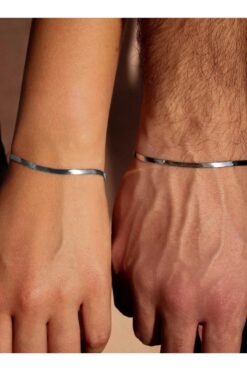 The Collection Unisex Kararmaz Çelik 2'li Yassı İtalyan Arkadaşlık Sevgili Çift Bilekliği