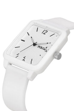 Polo Air Kare Kasa Silikon Kordon Unisex Bay- Spor Kol Saati Beyaz Renk PL-1509B5x