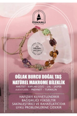 OSMANLI DOĞAL TAŞ Oğlak Burcu Doğal Taş Natürel Makrome Bileklik