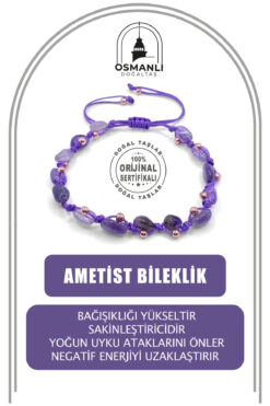 OSMANLI DEĞERLİ TAŞ Ametist Doğal Taş Merdiven Kapama Naturel İnce Kesim Bileklik Özel Tasarım 1