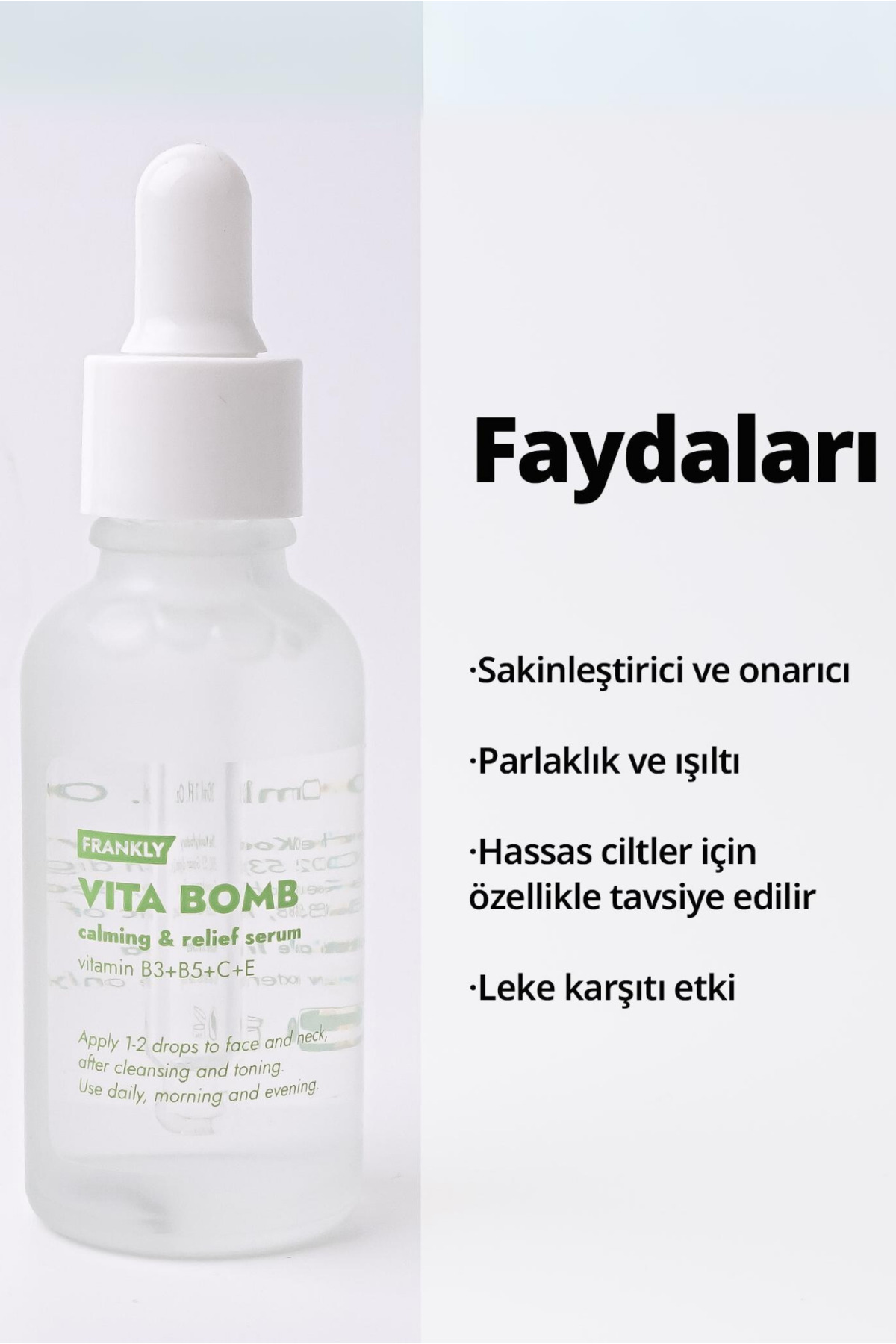 FRANKLY Vita Bomb Yatıştırıcı Aydınlatıcı Leke Karşıtı Onarıcı Antioksidan Serum 30 mL - Görsel 2